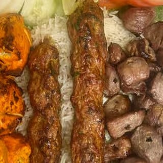 Explosion Mixed Platter with Fish Kabob